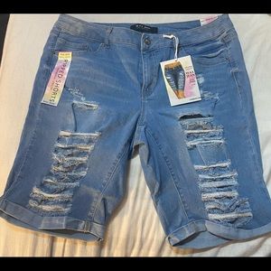 Distressed ripped shorts